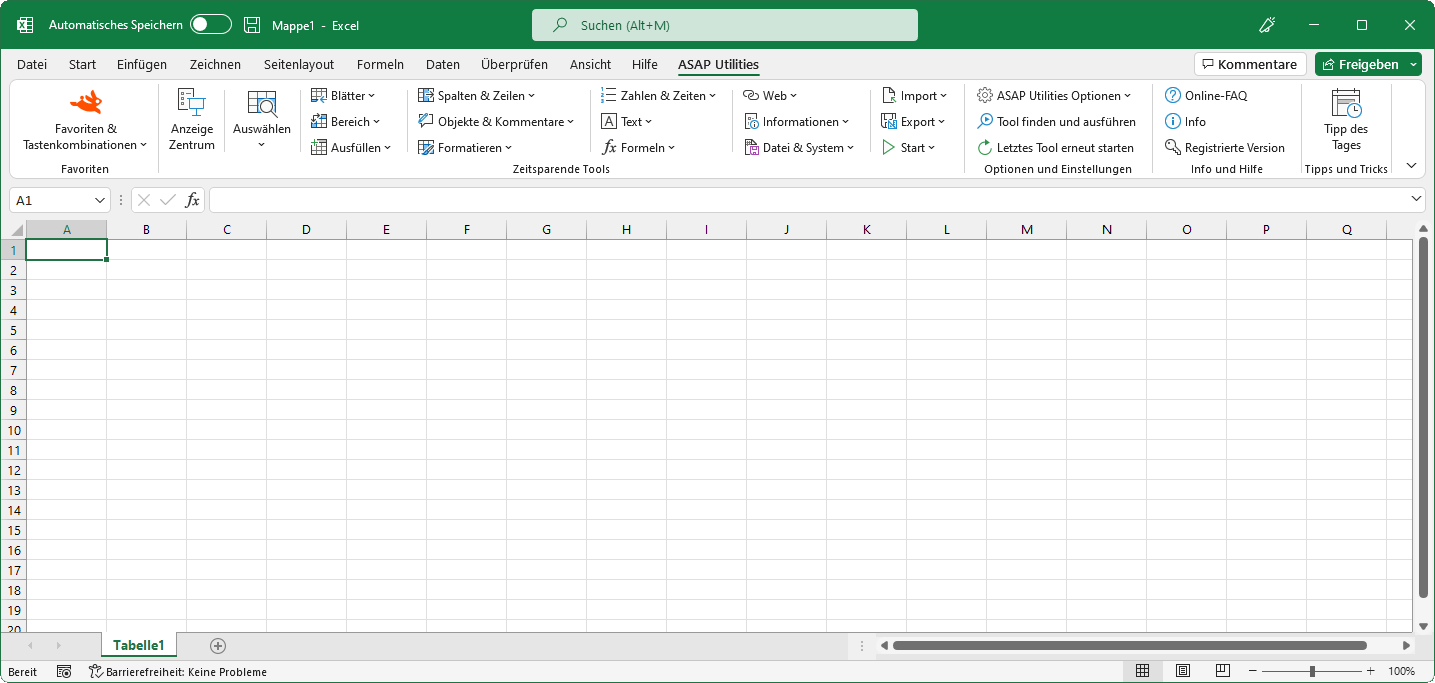 ASAP Utilities for Excel Beschreibung aller Tools von ASAP Utilities
